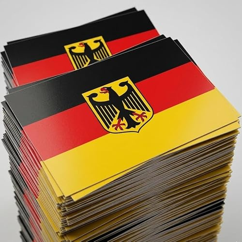 Deutschland Aufkleber Flagge mit Bundesadler - 500 Stück Vorteilspaket- Deutschland Sticker 8,5cm Deutschlandfahnen mit Adler | Aufkleber für Auto, Stadion, Heimat