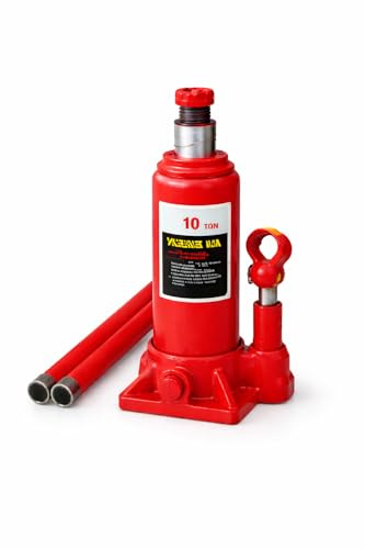 RebecaShop Cric Idraulico a Bottiglia, 10 Tonnellate, Acciaio, Sistema Idraulico, Sollevamento Auto e Veicoli
