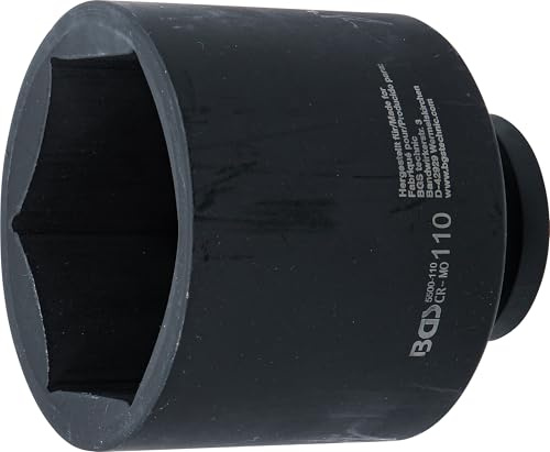 BGS 5500-110 | Kraft-Steckschlüssel-Einsatz Sechskant, tief | SW 110 mm | Antrieb Innenvierkant 25 mm (1) | Länge 155 mm | Chrom-Molybdän-Stahl | phosphatiert | Arretierstift- und Gummiring-Aufnahme