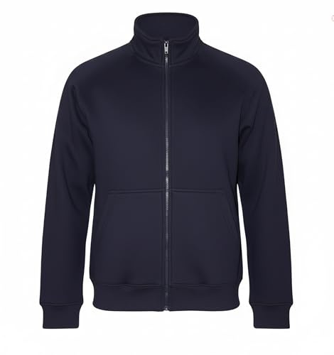 ROCK-IT Apparel I Sweatjacke Herren ohne Kapuze I Sweatshirt Herren mit Stehkragen und Reißverschluss [S-5XL] Premium Qualität mit Fleece-Innenseite I Navy 3X-Large