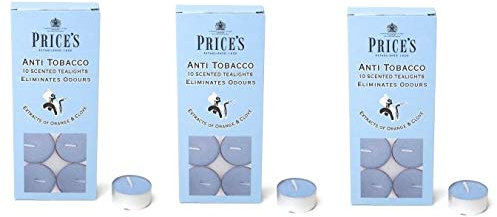 Price's Candles - Anti-Tobacco Candle Tea Lights 10 Pack x 3 (30 Candles)