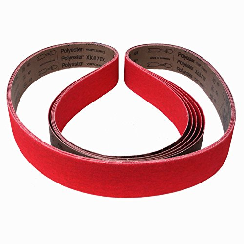VSM Schleifband XK870X – 50 x 2000 mm – Körnung P100 – 5 Stück – aggressives Keramikkorn für Metall Edelstahl – reißfeste robuste Gewebeunterlage – wasserfest – Profi-Schleifbänder für Bandschleifer