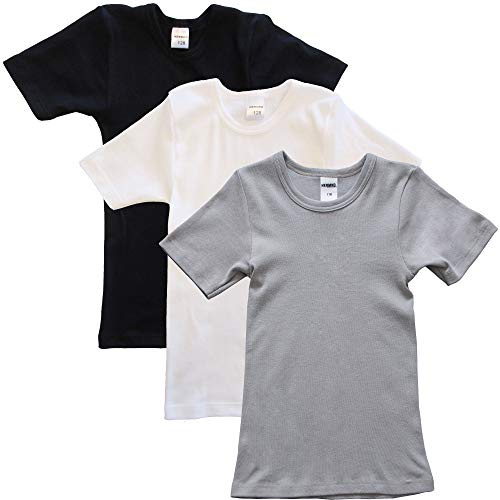 HERMKO 2810 3er Pack Kinder Kurzarm Unterhemd für Mädchen + Jungen aus Bio-Baumwolle