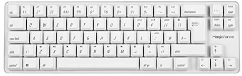 Qisan Wired Mechanical Gaming Keyboard PBT Keycaps 69 Keys Gateron Brown Switch White Backlit British Version QWERTY Layout Gaming Keyboard-White
