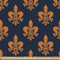 ABAKUHAUS Fleur De Lis Tissu au Mètre, gothique victorien, Tissu en Polyester Décoratif pour Rembourrage, 1M (148x100cm), Bleu Foncé Orange