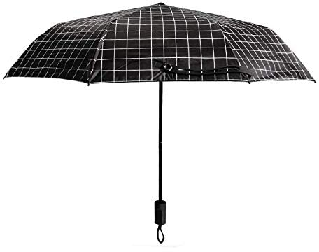 Iwobi Ombrello Pieghevole,Ombrello Piccolo,Ombrello Antivento,Ombrello Donna,Ombrello Plaid Pieghevole Antivento per Affari e Viaggi,Nero