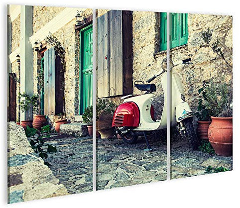 islandburner Bild auf Leinwand Altes Mofa Geparkt Karpathos Griechenland Bilder Wandbilder Poster