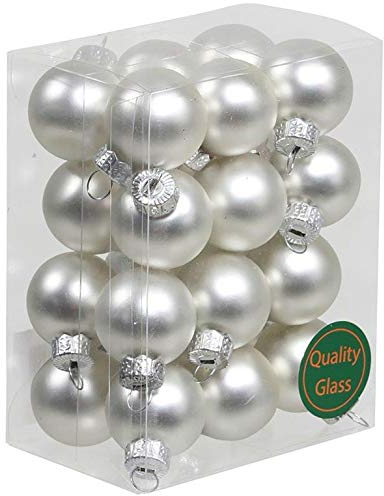 Kleine Baumkugeln aus Glas Ø 2 cm/2,5 cm/3 cm - Christbaumkugeln Baumschmuck Christbaumschmuck Weihnachtsbaumschmuck Weihnachtsbaumkugeln (2,5 cm, 24 Stück Silber (Matt))