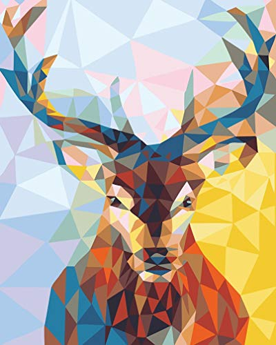 Awesocrafts Malen nach Zahlen Kristall Diamant Mosaik Hirsch Kopf, Hirsch Tiere 40x50cm DIY Ölgemälde für Erwachsene Kinder (ohne Rahmen)