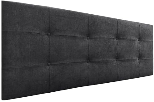 DHOME Kopfteil, gepolstertes Bett Kopfteil 8cm dick. Gepolstertes Kopfteil ACUALINE Stoff und Kunstleder. Bett-Kopfteile (Stoff Schwarz, 160cm (Betten 150/160))