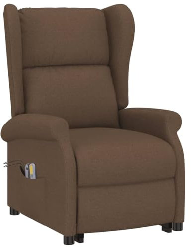 vidaXL Massage Aufstehsessel mit Heizung Aufstehhilfe Massagesessel Liegesessel Fernsehsessel Relaxsessel TV Sessel Ruhesessel Braun Stoff