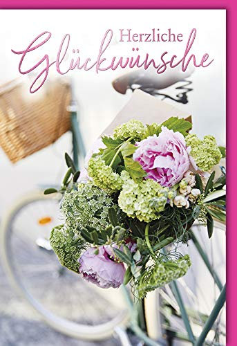 Verlag Dominique - Geburtstagskarte mit Briefumschlag - Fahrrad/Blumen