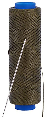 Shelver Waxed Thread, Strong Thread for Leather, Upholstery, Shoe, Bag, incl. Needle (Colour: Dark Green)