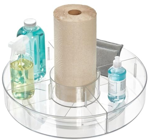 iDesign 47,7cm Lazy Susan Turntable with 4 Divided Compartments, Clear Recycled Plastic
