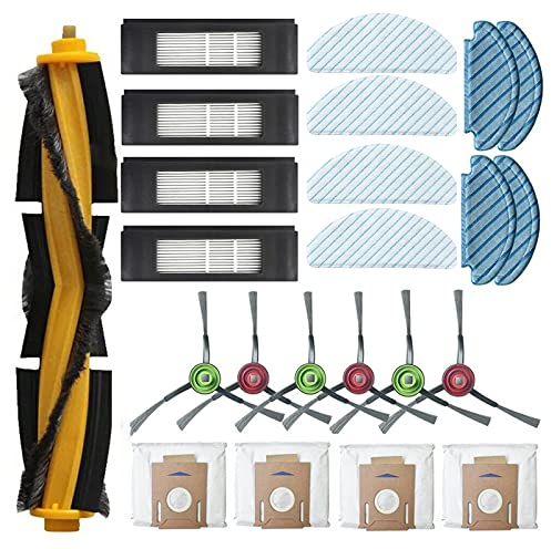 Accessory Kit for Yeedi Vac/Vac Max Vac 2 Pro Station Robot Vacuum Cleaner, 1 Main Brush, 6 Side Brush, 4 HEPA Filters, 4 Disposable Mop Pads, 4 Washable Mop Pads, 4 Dust Bags (Set 3)