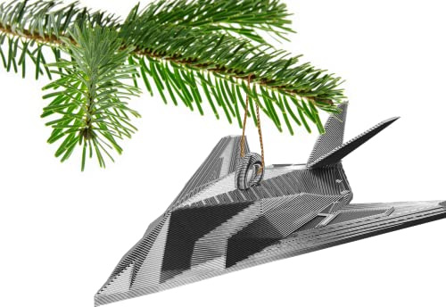 F117 Nighthawk Stealth Aircraft Christbaumkugel-Dekoration für Weihnachten Xmas Noel (Silber)