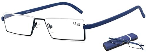 MAGIMODAC Blaulichfilter Lesebrille mit Ultraleichtem TR90 Rahmen Damen Herren Computer Lesehilfe Halbbrille Halbrand Halbrahmen Sehhilfe mit Brillenetui (Blau, 1.00)