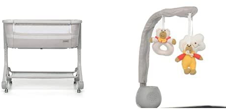 Foppapedretti MyBebè Culla Co-Sleeping, Greige + Kit Giostrina con Zanzariera per Culla