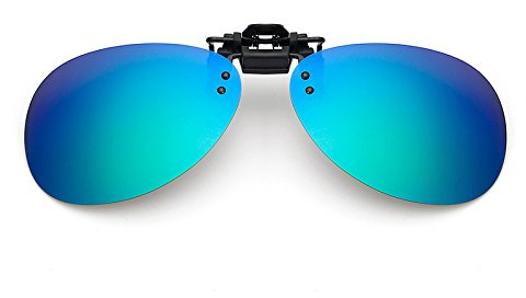 Brille Clip auf Mode Blaulichtfilter Polarisierte Tag oder Nacht Sonnenbrille Clip auf Linse Blockieren Blaulicht Lesen für Brillen von mehr Größen, blau / grün