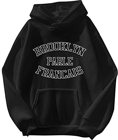 Damenbluse mit Kordelzug, langärmlig, Taschen-Hoodie, Briefdruck, Top-Pullover Ciao Kakao T Shirt Damen