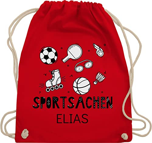 Turnbeutel Rucksack - Kita Beutel Wechselsachen Mädchen - Sportsachen - Fussball Tischtennis Schwimmen Basketball - Unisize - Rot - name wechselbeutel personalisierte junge stoffbeutel kinder