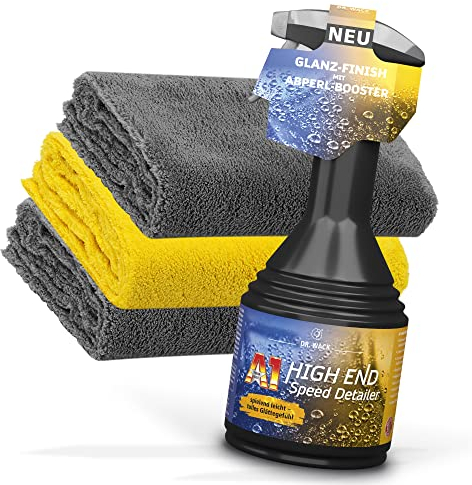 detailmate Auto Glanz Finish Bundle: Dr. Wack A1 High End Speed Detailer 0,5L + 3X Mikrofasertuch Edgeless Superflausch 550GSM | Autolack Finish mit Lotuseffekt