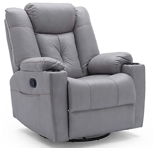 AFTON FABRIC RECLINER ROCKING SWIVEL GAMING CINEMA LOUNGE SOFA CHAIR GREY