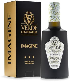 Verde Esmeralda Aceite de Oliva Virgen Extra Ecológico Imagine – Edición Especial España-Jaén, 500ml | AOVE Bio monovarietal Picual filtrado Sierra de Cazorla, frutado intenso, higuera y cítricos