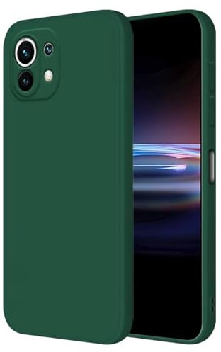 HONLEN Hülle für Xiaomi MI 11 Lite / 11 Lite 5G / 11 Lite 5G NE Schutzhülle Case, (6.55 Inches) Liquid TPU Silicone Handyhülle mit Fallschutz Silikon Cover Dunkelgrün