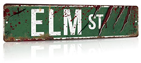 Putuo Decor ELM Street Metallschild, klassischer Horrorfilm und Männer-Dekoration, Schlafzimmer, Terrasse und Garten, lustige Geschenkidee, 40,6 x 10,2 cm