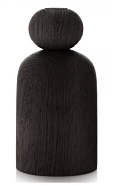 Applicata - Vase, Blumenvase - Shape - Ball - Holz - Farbe: Eiche schwarz gebeizt - (ØxH): 10 x 19 cm