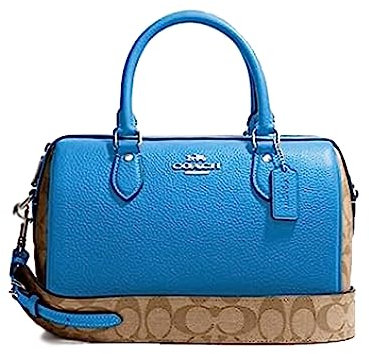 Coach Rowan Satchel (Crossgrain Leather, Khaki/Racer Blue