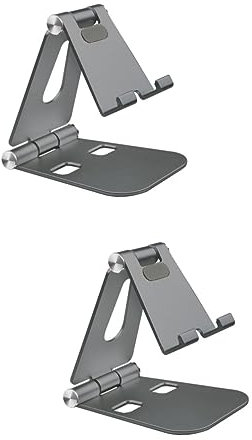 Uonlytech 2pcs Nexowo Phone Holder Metal Bracket Wireless Charger Mobile Stand Phone Tripod Desk Clamp Multi-angle Grey