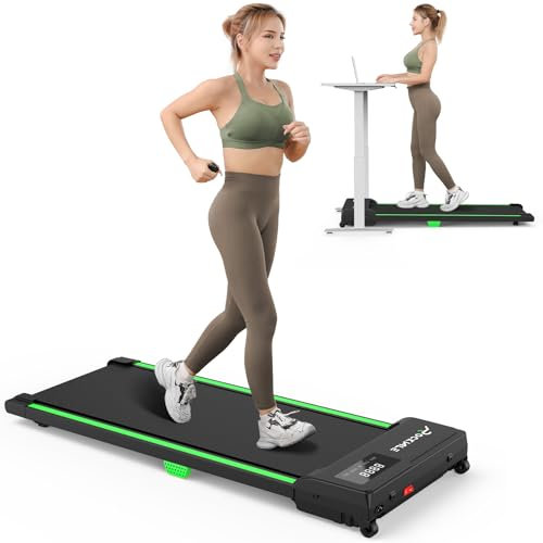 Laufband THERUN 2,5 PS, extra breit, Treadmill mit Fernbedienung, Laufband mit LCD-Anzeige, Walking Pad 6 km/h, kompakt, für Haus und Büro (grün)