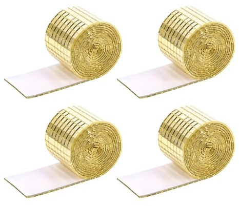 6400PCS Mirror Mosaic Tiles,Mini Mirror Strips Self Adhesive Craft Mosaic Tiles,Disco Ball Stickers,Glass Mosaic Tiles,5 * 5mm Disco Ball Stickers for DIY Craft Wall Decoration (Golden)