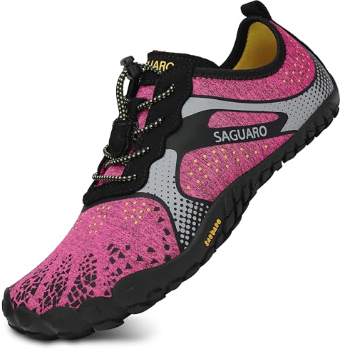 SAGUARO Barfußschuhe Herren Barfussschuhe Damen Barfuss Sommer Zehenschuhe Frauen Outdoor Traillaufschuhe Rosa 38