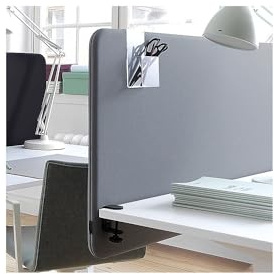 Kaiser + Kraft Akustik-Tischtrennwand Standard mit abgerundeten Ecken | Höhe 650 mm, Textil, Breite 1200 mm, grau