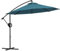 Outsunny Sombrilla deportada octogonal sombrilla reclinable sombrilla exterior Ø2,93 x 2,60 m con manivela protección UV para balcón patio terraza pie aluminio, azul, 293x293x260cm