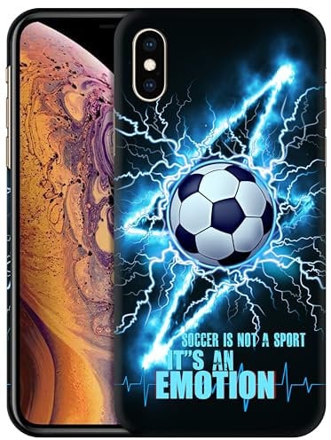 GlamCase for iPhone X/XS, iPhone X/XS Case - Football (Soccer) Lightining Design Printed Slim Fit Cute Plastic Hard Snap on Protective Designer Back Phone Case/Cover for iPhone X/XS. Multicolor