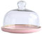 JTBDWOSK Kuchenhaube Keramik Kuchenplatte Glas, Kuchenglocke Ständer Tortenständer Glashaube Lebensmittel Abdeckung für Hochzeit Geburtstag Party,Rosa,10 in