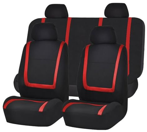 OTCPP Autositzbezüge für Ford C-MAX '03 C214/C-MAX 2003-2010, 5 Stück Auto Sitzbezüge Sets, Allwetter Atmungsaktiv Sitzbezüge Auto Vordersitze Rückbank Autositzschoner Zubehör,A Red