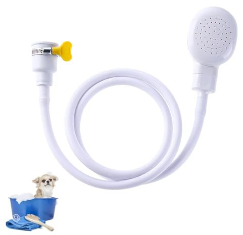 Shower Tap Attachment With Hose for Bath, Pet, and Baby - Portable Sink Spray With Fit Clamp (1.3 M White)