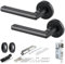 YOPEUC Black Door Handles Internal Set, Bathroom Door Lock and Handle Set Bedroom Door Handle with Lock and Key, Matt Black Door Handles Interior Door Handles for Home and Office