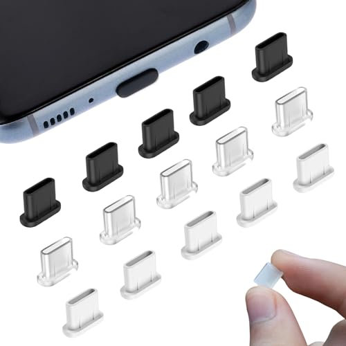 Mezrkuwr 15 Stück USB C Staubschutzkappen Anwendbar auf iPhone 15 Pro Max, Handy USB C Schutz Staubstecker, Silikon Phone Staub Stecker Schützt, Staubschutzstecker USB C