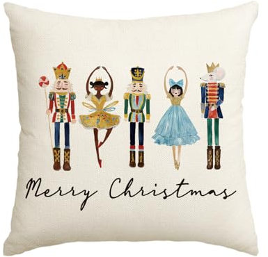 Artoid Mode Merry Christmas Nussknacker Frohe Weihnachten Kissenbezug, 50x50 cm Saisonnal Winter Zierkissenbezug Cushion Cover Couch Wohnzimmer Deko