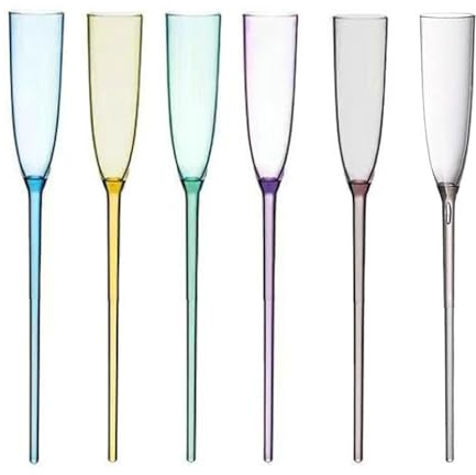Floating Champagne Flutes | 6 Acrylic Champagne Flutes | Floating Champagne Glasses for Pool | Long Handle Wine Glass, Champagne Flutes for Pool, Beach, Outdoor Activities
