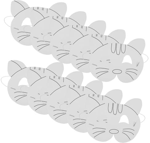 Alasum 10 Stück Leere Graffiti Maske Tier Halbmaske Kinder Maskerade Maske Unbemalte Maske Eulen Vogel Maske Tiere Party Masken Anime Maske Halloween Tiermasken Kabuki Maske