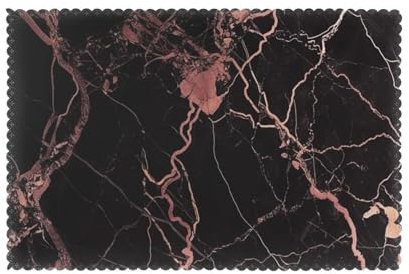 Black rose gold Marble Printed Placemats Set (45x30 CM, 6-Piece) - Heat-Resistant Place Mats Washable Table Mats for Dining Table Kitchen Parties
