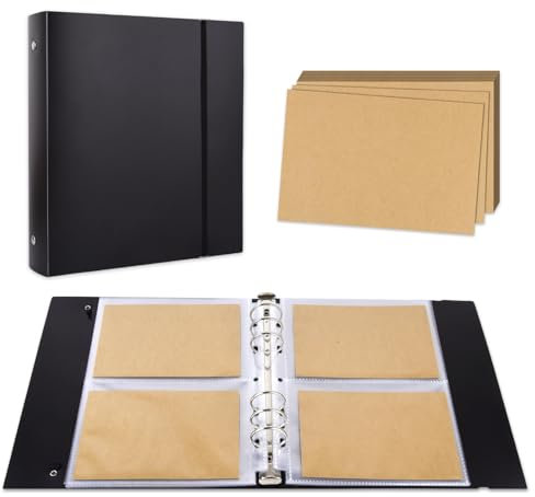 Fotoalbum mit 10 Seiten transparenten Nachfüllseiten und 50 leeren Postkarten, für 40 Spielkarten, Schutzhüllen, Hardcover-Seitenschutz, geeignet für 10,2 x 15,2 cm große Bilder, A5-40 Kuh