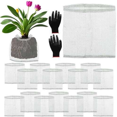 Lot de 16 paniers en acier inoxydable anti-racines, taupes, campagnols, racines de plantes, tubercules, arbres, fleurs, cultures (16 pièces)